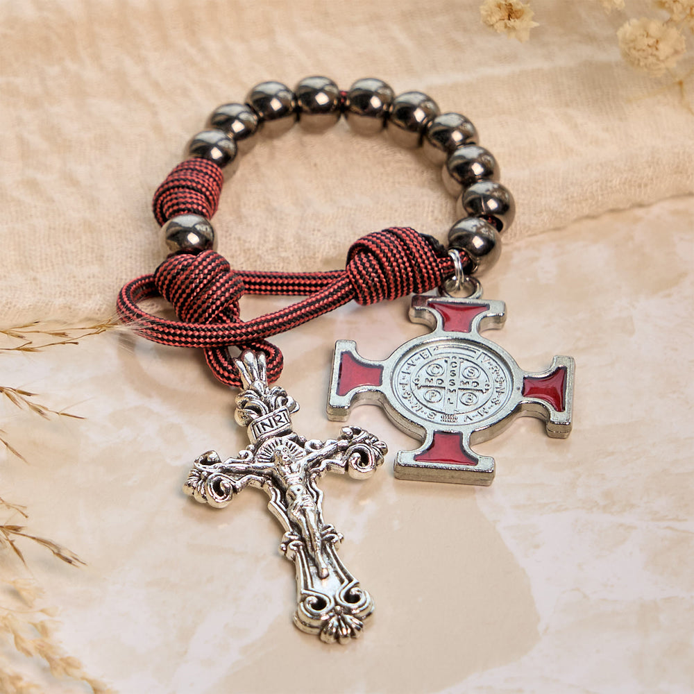Christianartworkshop All-Place Portable Paracord Pocket Rosary with Crucifix & St. Benedict: Faith for Every Spot - image 2
