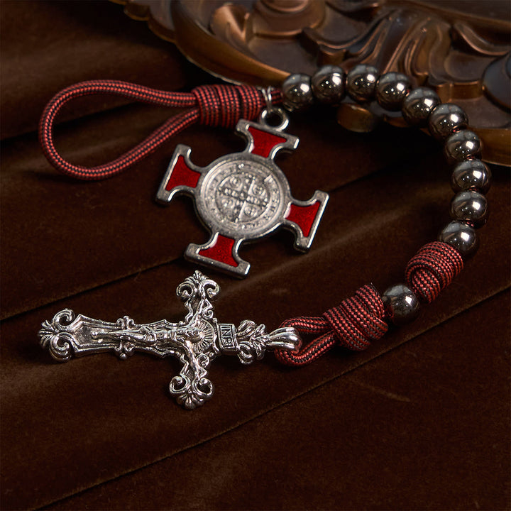 Christianartworkshop All-Place Portable Paracord Pocket Rosary with Crucifix & St. Benedict: Faith for Every Spot - image 6