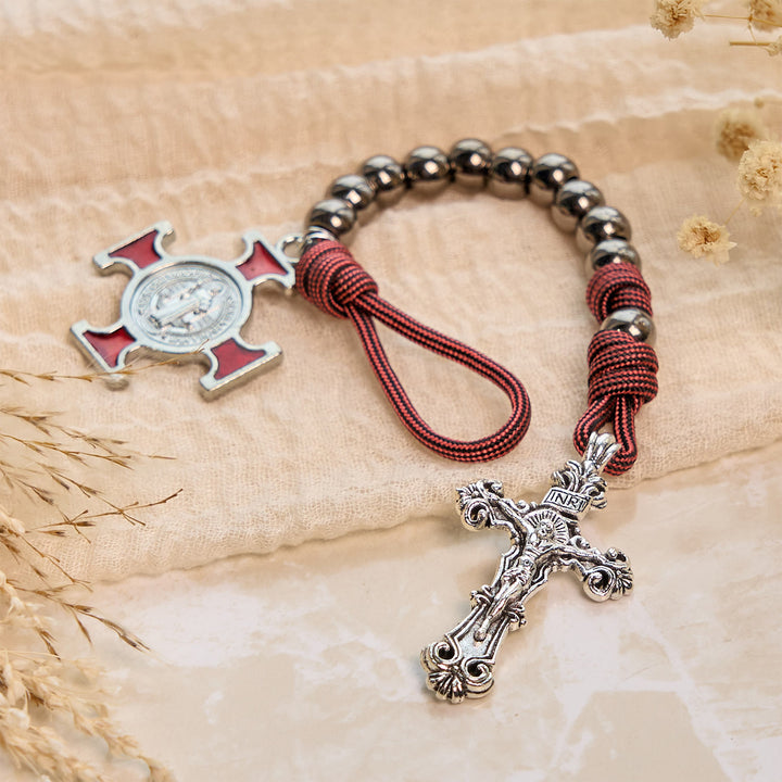 Christianartworkshop All-Place Portable Paracord Pocket Rosary with Crucifix & St. Benedict: Faith for Every Spot - image 4