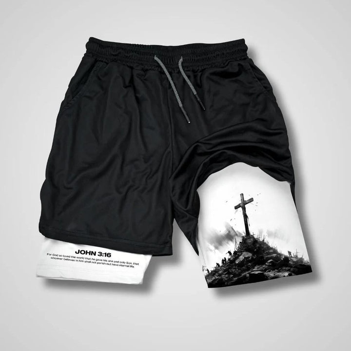 Christianartworkshop John 3:16 The Cross Performance Shorts