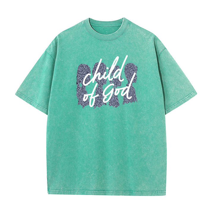 Christianartworkshop Child of God Unisex Washed T-Shirt - Green - 5XL - image 10