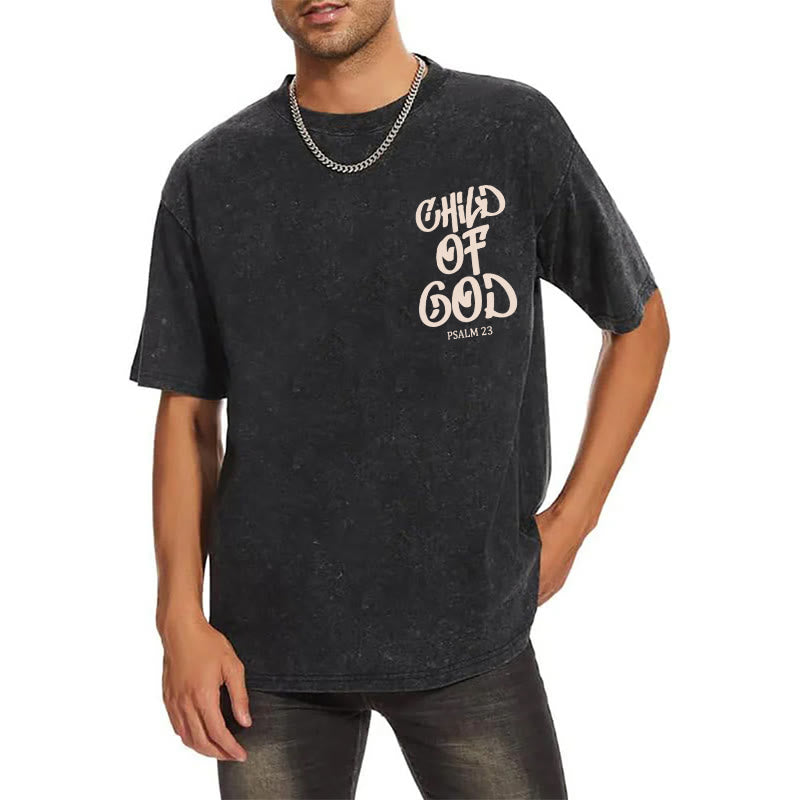 Christianartworkshop Chic Spiritual Child of God Psalm 23 Unisex Washed T-Shirt - image 4