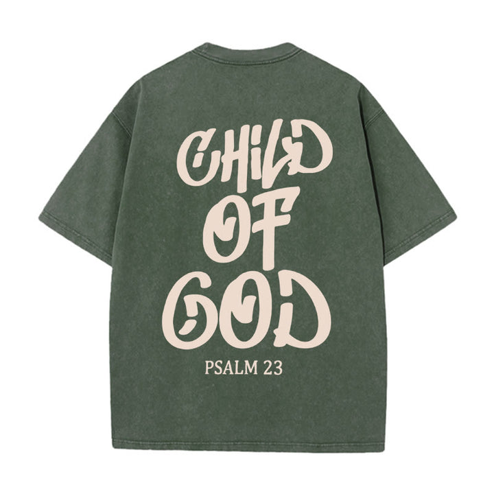 Christianartworkshop Chic Spiritual Child of God Psalm 23 Unisex Washed T-Shirt - Army Green - 5XL - image 6