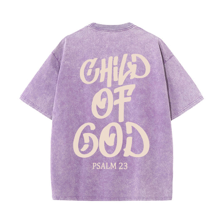 Christianartworkshop Chic Spiritual Child of God Psalm 23 Unisex Washed T-Shirt - Purple - 5XL - image 11
