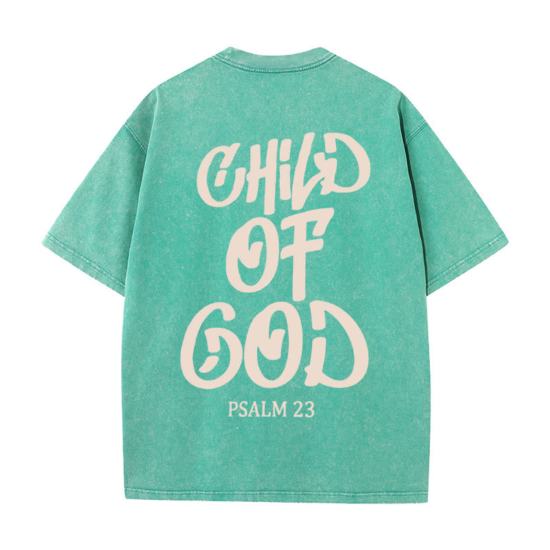 Christianartworkshop Chic Spiritual Child of God Psalm 23 Unisex Washed T-Shirt - Green - 5XL - image 17