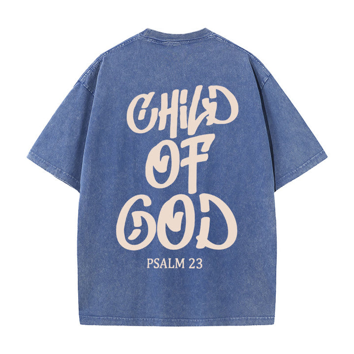 Christianartworkshop Chic Spiritual Child of God Psalm 23 Unisex Washed T-Shirt - Blue - 5XL - image 9
