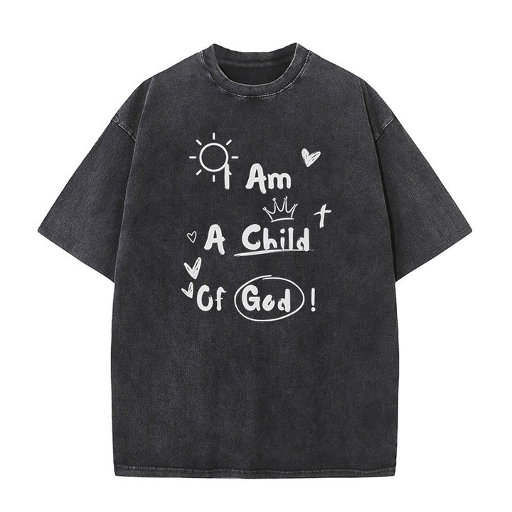 Christianartworkshop Vibrant Doodle Style I am a child of God Washed T-Shirt - Black - 5XL - image 2