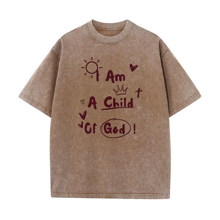 Christianartworkshop Vibrant Doodle Style I am a child of God Washed T-Shirt - Coffee - 5XL - image 9