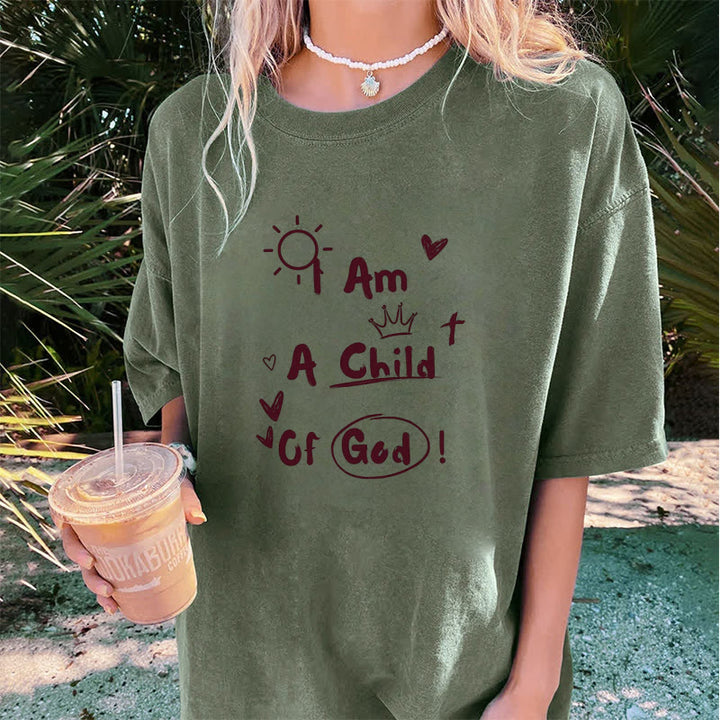 Christianartworkshop Vibrant Doodle Style I am a child of God Washed T-Shirt - image 5