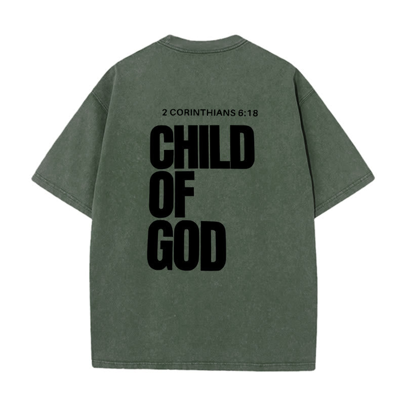 Christianartworkshop Minimalist Child of God Unisex Washed T-Shirt: Bold Faith in Clean Design - Army Green - 5XL - image 4