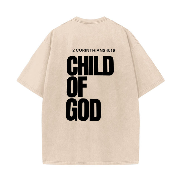 Christianartworkshop Minimalist Child of God Unisex Washed T-Shirt: Bold Faith in Clean Design - Apricot - 5XL - image 13