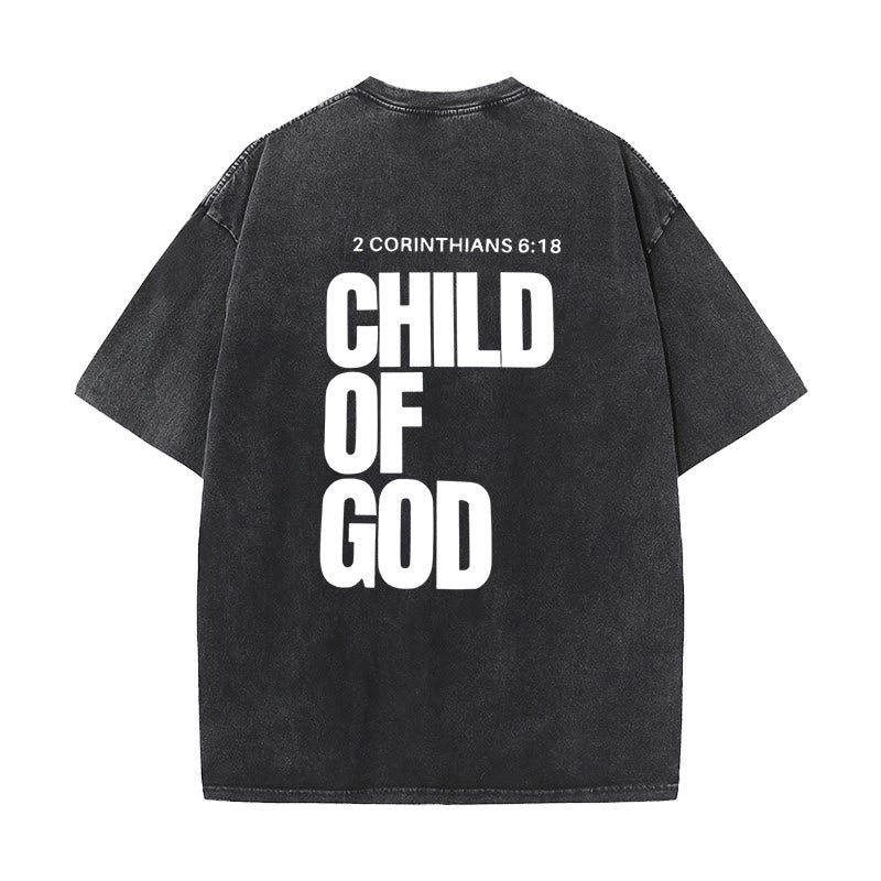 Christianartworkshop Minimalist Child of God Unisex Washed T-Shirt: Bold Faith in Clean Design - Black - 5XL - image 0