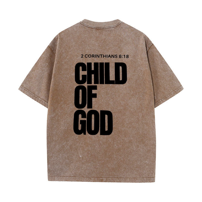 Christianartworkshop Minimalist Child of God Unisex Washed T-Shirt: Bold Faith in Clean Design - Coffee - 5XL - image 15