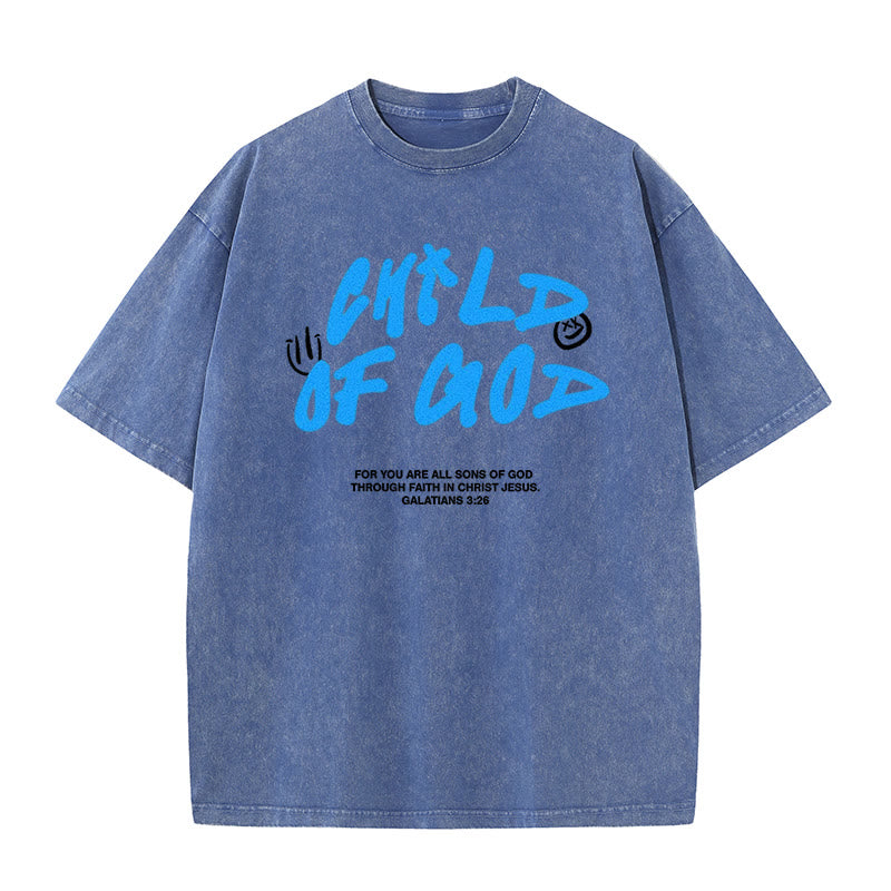 Christianartworkshop Vibrant Graffiti Style Child of God Unisex Washed T-Shirt - Blue - 5XL - image 7