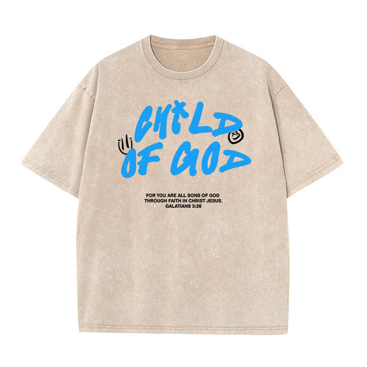 Christianartworkshop Vibrant Graffiti Style Child of God Unisex Washed T-Shirt - Apricot - 5XL - image 8