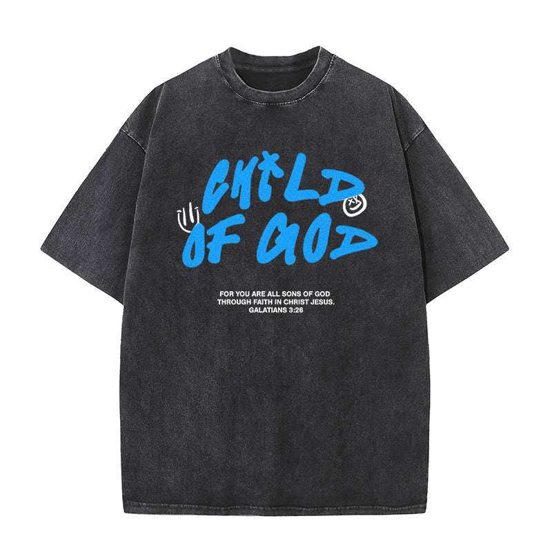 Christianartworkshop Vibrant Graffiti Style Child of God Unisex Washed T-Shirt - Black - 5XL - image 0