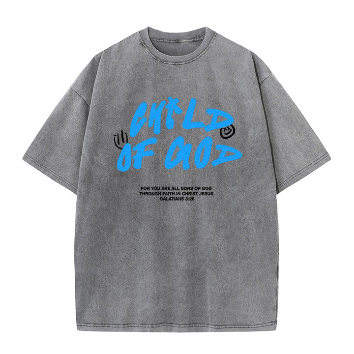 Christianartworkshop Vibrant Graffiti Style Child of God Unisex Washed T-Shirt - Grey - 5XL - image 6