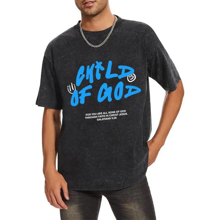 Christianartworkshop Vibrant Graffiti Style Child of God Unisex Washed T-Shirt - image 1