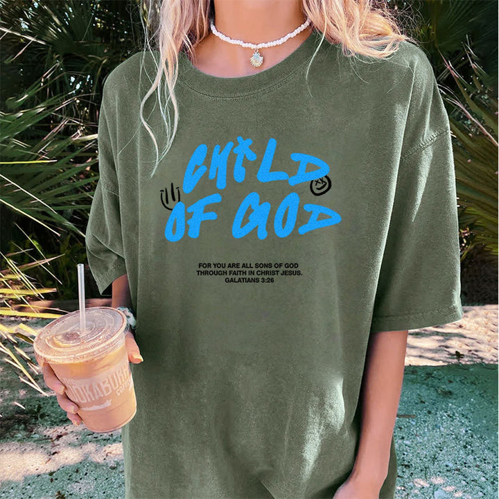 Christianartworkshop Vibrant Graffiti Style Child of God Unisex Washed T-Shirt - image 4