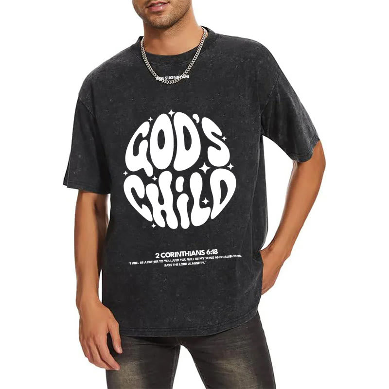 Christianartworkshop Retro Psychedelic Style Child of God Unisex Washed T-Shirt - image 3