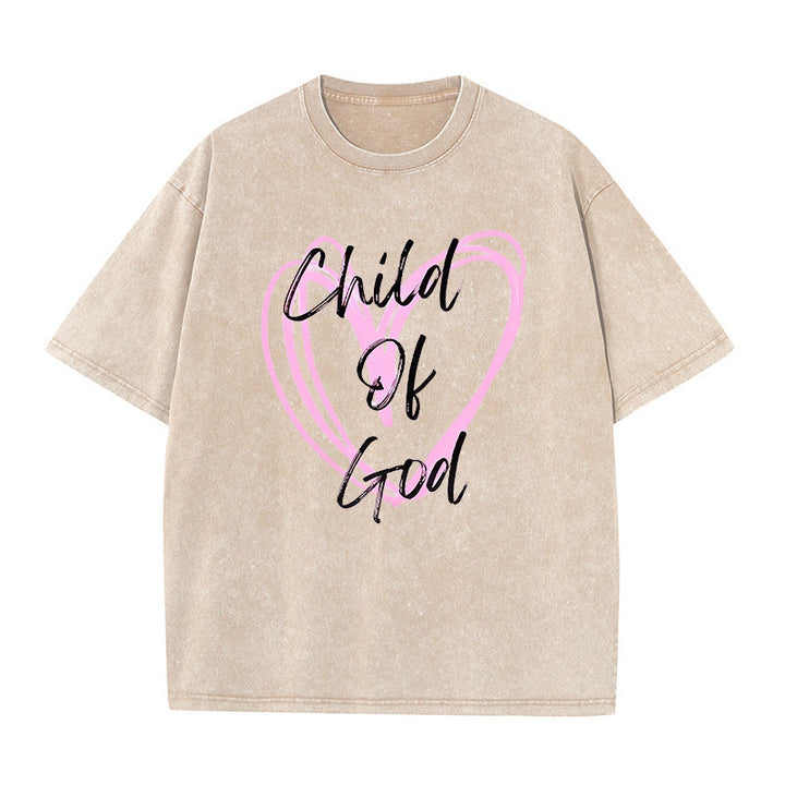 Christianartworkshop Romantic Child of God with Sacred Heart Unisex Washed T-Shirt - Apricot - 5XL - image 8