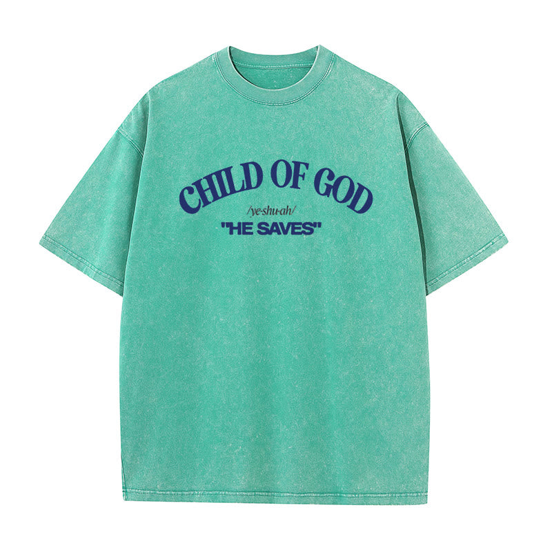 Christianartworkshop Classic Style He Save Child of God Unisex Washed T-Shirt - Green - 5XL - image 11