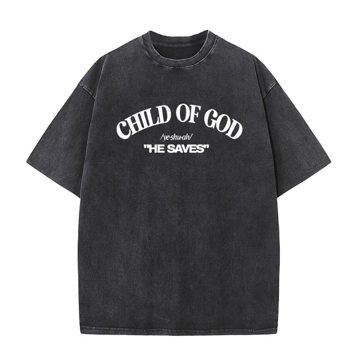 Christianartworkshop Classic Style He Save Child of God Unisex Washed T-Shirt - Black - 5XL - image 0
