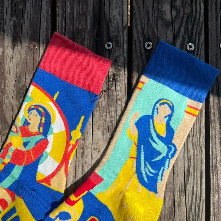 Christianartworkshop Colorful Religious Art Virgin Mary Unisex Socks: Retro Design, Exclusive Faith Flair - image 2
