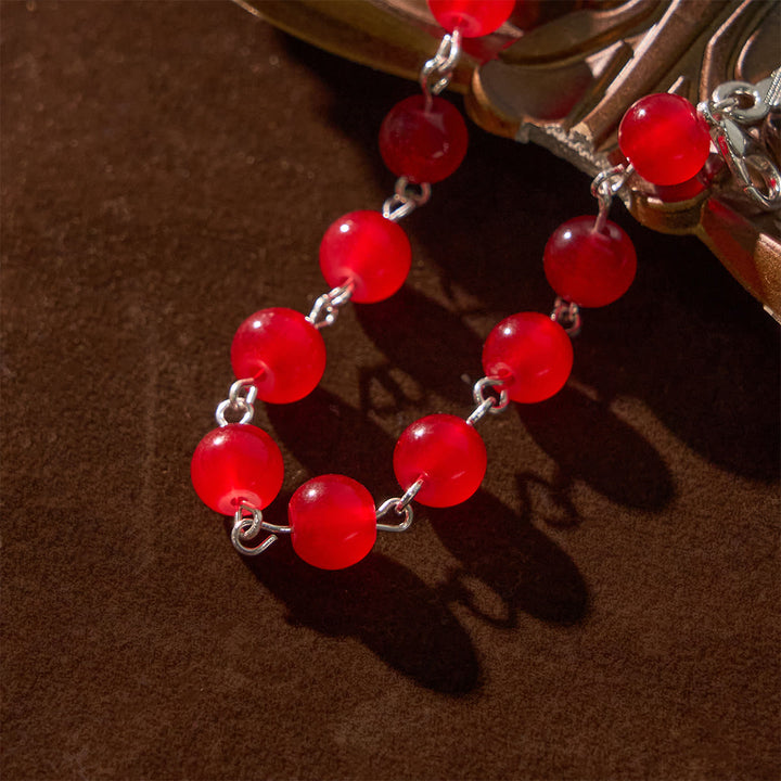 Christianartworkshop Dual-Use Red Agate Keychain & Pocket Rosary Adorned with Silver Angel Wing: Carry Divine Protection - image 7