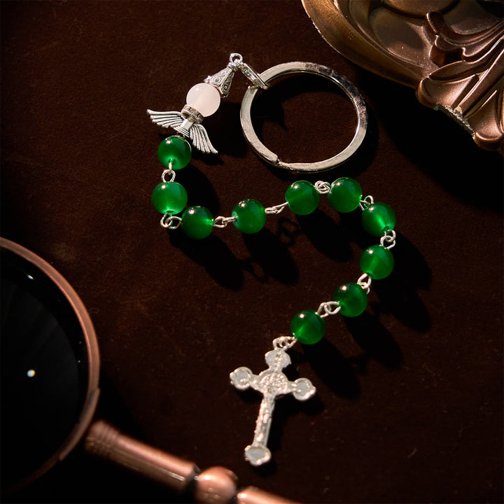 Christianartworkshop Multifunctional Tri-Color Gem Keychain & Pocket Rosary Blessed with Angle Wing - image 4