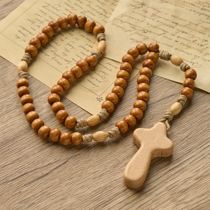 Christianartworkshop PRAYERFUL FAITH: Handmade Minimalist Olive Wood Rosary with Gift Card - image 9