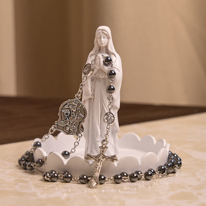 Christianartworkshop Sacred Shiny Black Beads Rosary with St. Michael the Archangel Pendant & Crucifix - image 8