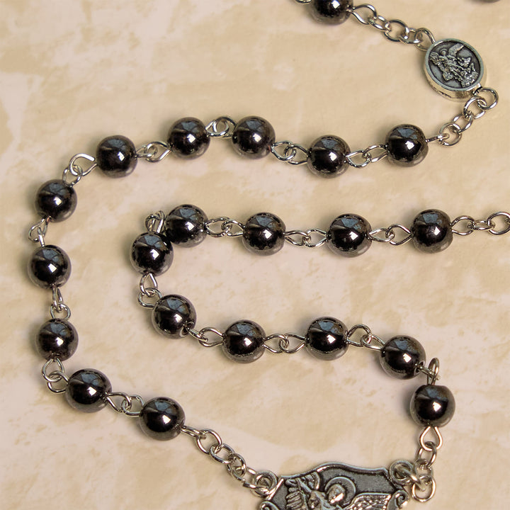 Christianartworkshop Sacred Shiny Black Beads Rosary with St. Michael the Archangel Pendant & Crucifix - image 7