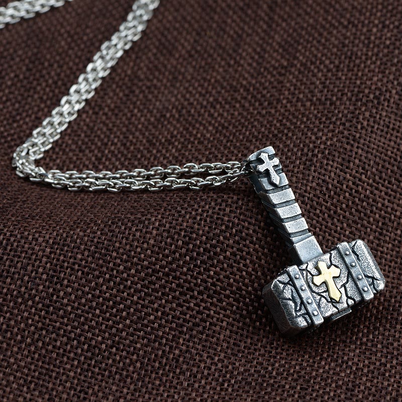 Christianartworkshop Sacred 925 Silver Hammer Cross Necklace: Rugged Faith Symbol with Retro Edge - image 3