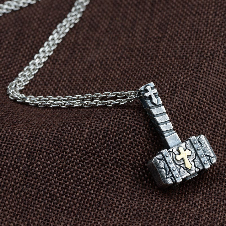 Christianartworkshop Sacred 925 Silver Hammer Cross Necklace: Rugged Faith Symbol with Retro Edge - image 3