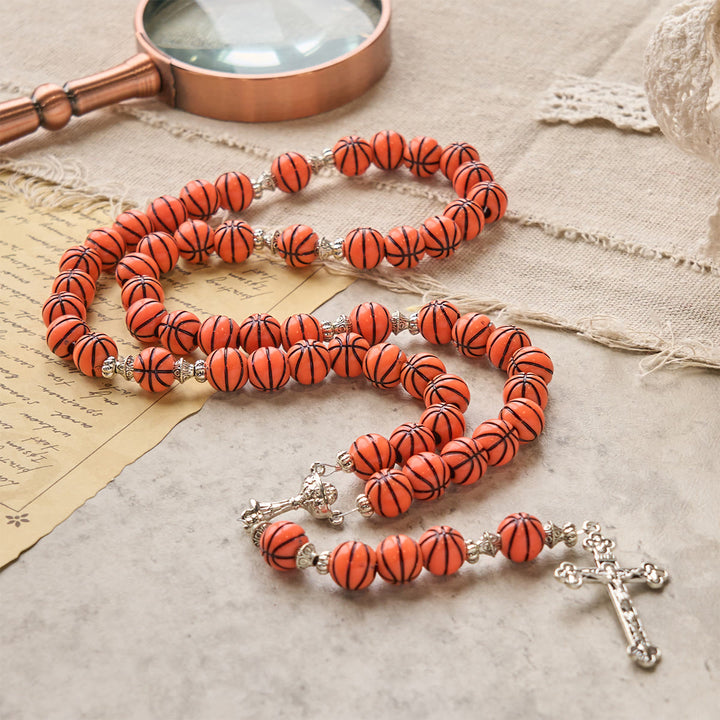 Christianartworkshop Sports Prayer Basketball Beads Rosary with Silver Holy Chalice & Crucifix: Score Spiritual Strength - image 5