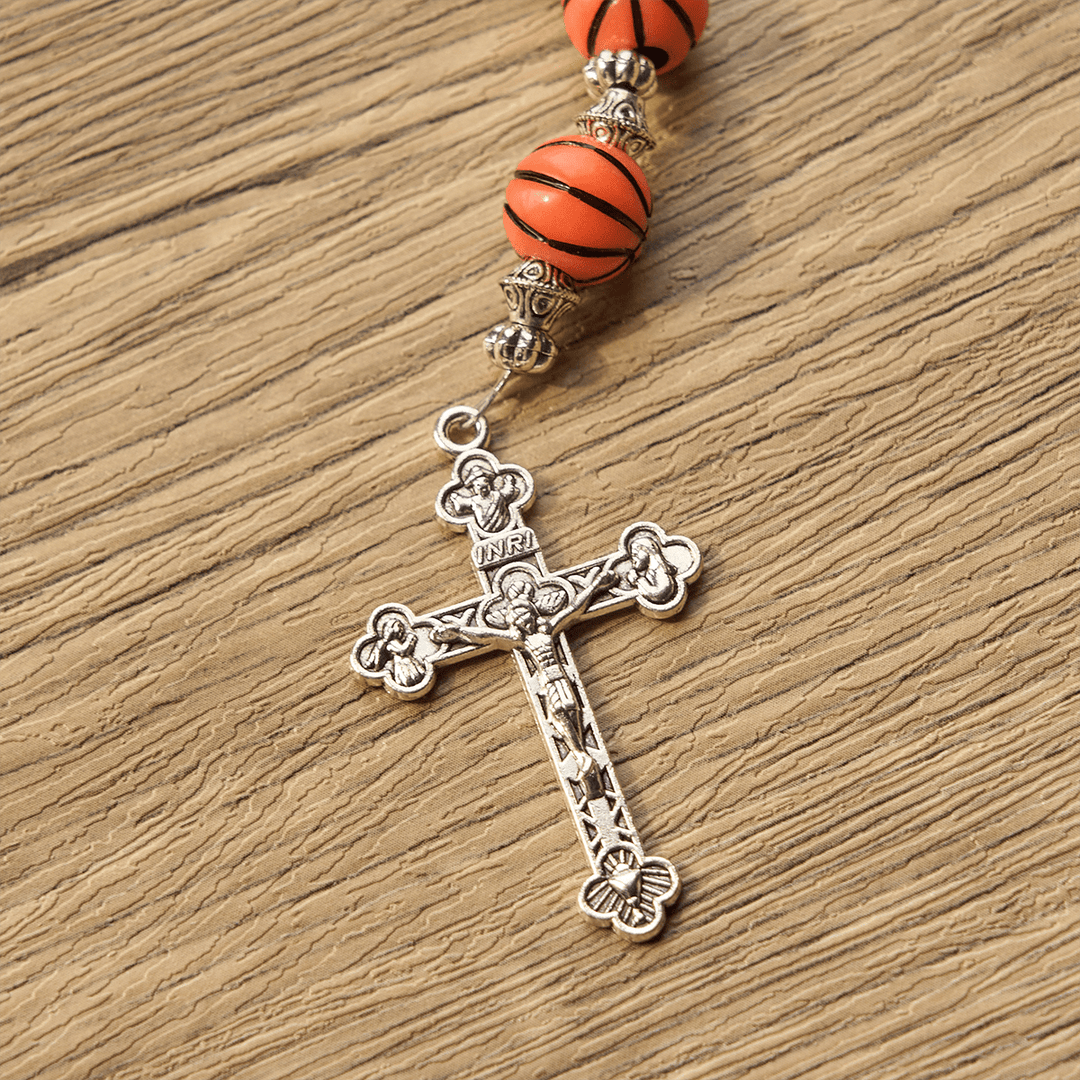 Christianartworkshop Sports Prayer Basketball Beads Rosary with Silver Holy Chalice & Crucifix: Score Spiritual Strength - image 6