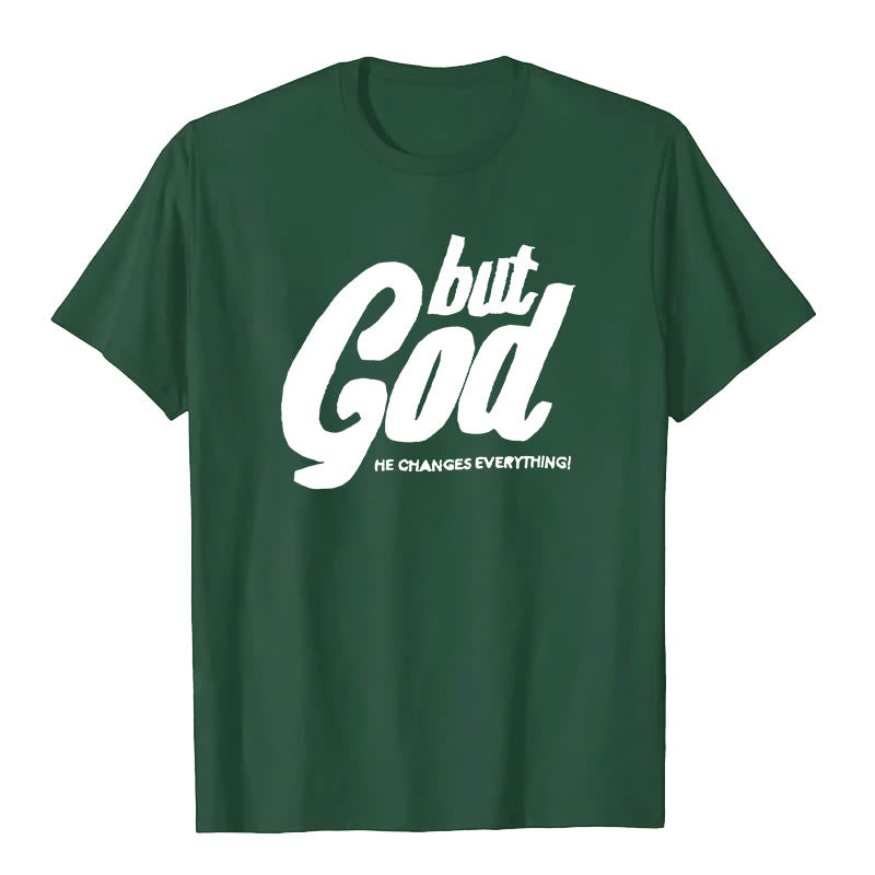 Christianartworkshop But God Hand-Stitched T-shirt - Green - 2XL - image 1
