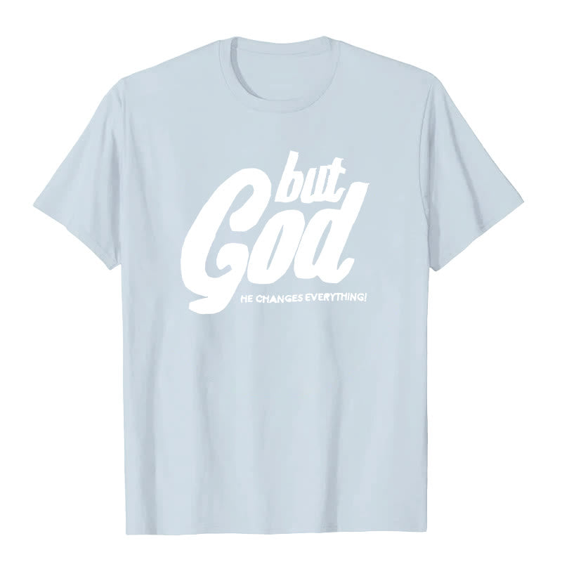 Christianartworkshop But God Hand-Stitched T-shirt - Blue - 2XL - image 0