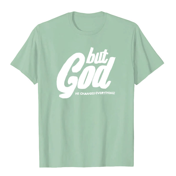 Christianartworkshop But God Hand-Stitched T-shirt - Light Green - 2XL - image 3