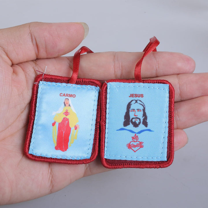 Christianartworkshop Red Catholic Scapular of Our Lady of Mount Carmels & Jacred Heart of Jesus - image 5