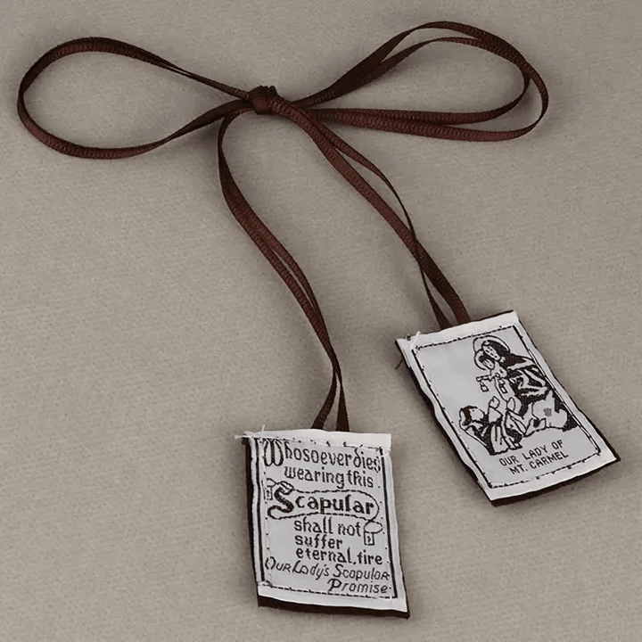 Christianartworkshop Catholic Scapular in Black and White of Our Lady of Mount Carmels & Jacred Heart of Jesus - image 4