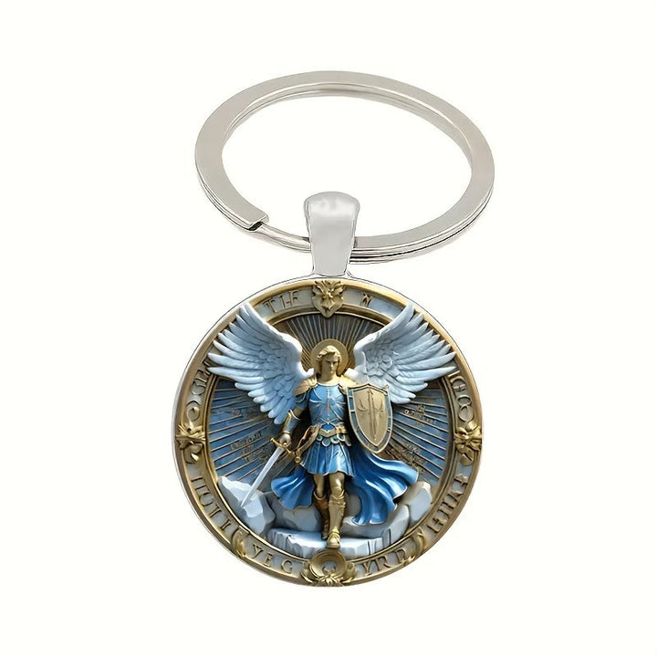 Christianartworkshop Classic Religious Armor Guardian Angel St. Micheal Keychain: Enduring Emblem of Heavenly Valor - image 2