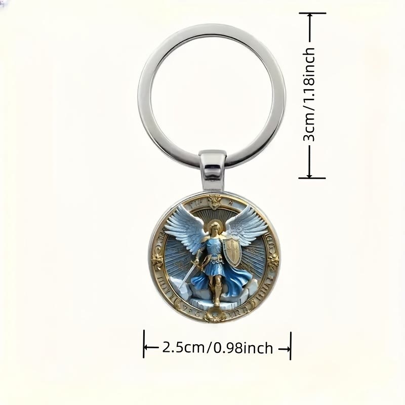 Christianartworkshop Classic Religious Armor Guardian Angel St. Micheal Keychain: Enduring Emblem of Heavenly Valor - image 2