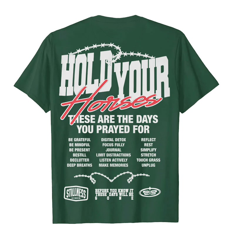 Christianartworkshop Casual Style Hold Your Horses Graphic Unisex T-shirt - image 0