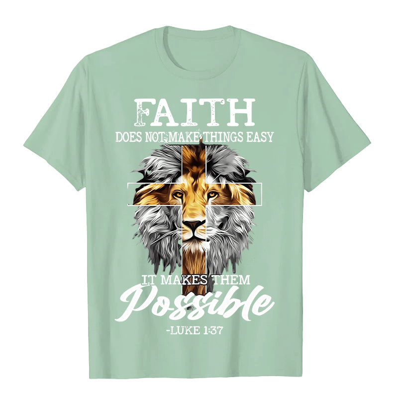 Christianartworkshop Religious Faith Lion Cross Graphic Unisex T-shirt - Light Green - 2XL - image 9