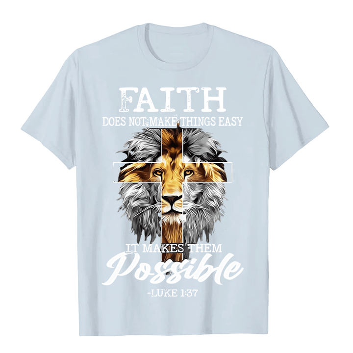 Christianartworkshop Religious Faith Lion Cross Graphic Unisex T-shirt - Blue - 2XL - image 6