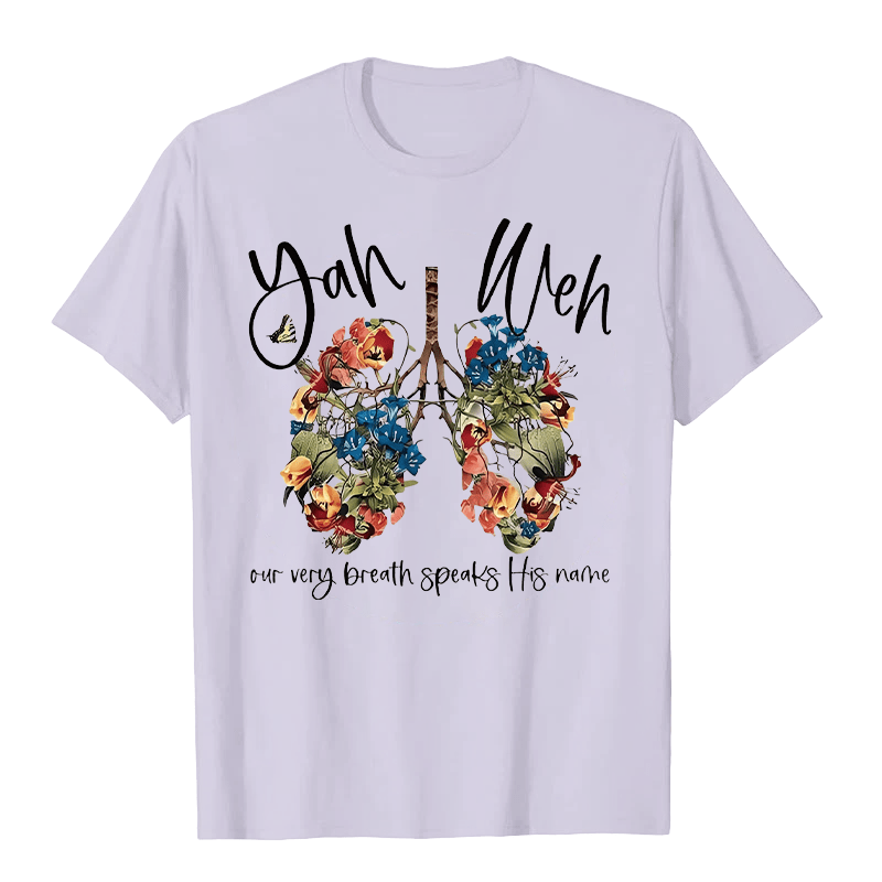 Christianartworkshop Our Very Breath Speaks His Name Floral Lung  Yahweh Unisex T-shirt - Purple - 2XL - image 5