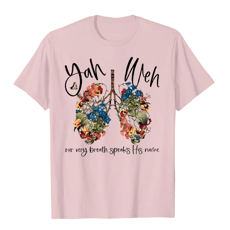 Christianartworkshop Our Very Breath Speaks His Name Floral Lung  Yahweh Unisex T-shirt - Pink - 2XL - image 5