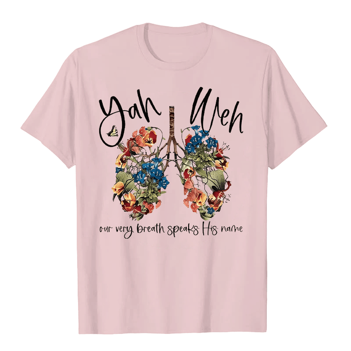 Christianartworkshop Our Very Breath Speaks His Name Floral Lung  Yahweh Unisex T-shirt - Pink - 2XL - image 5